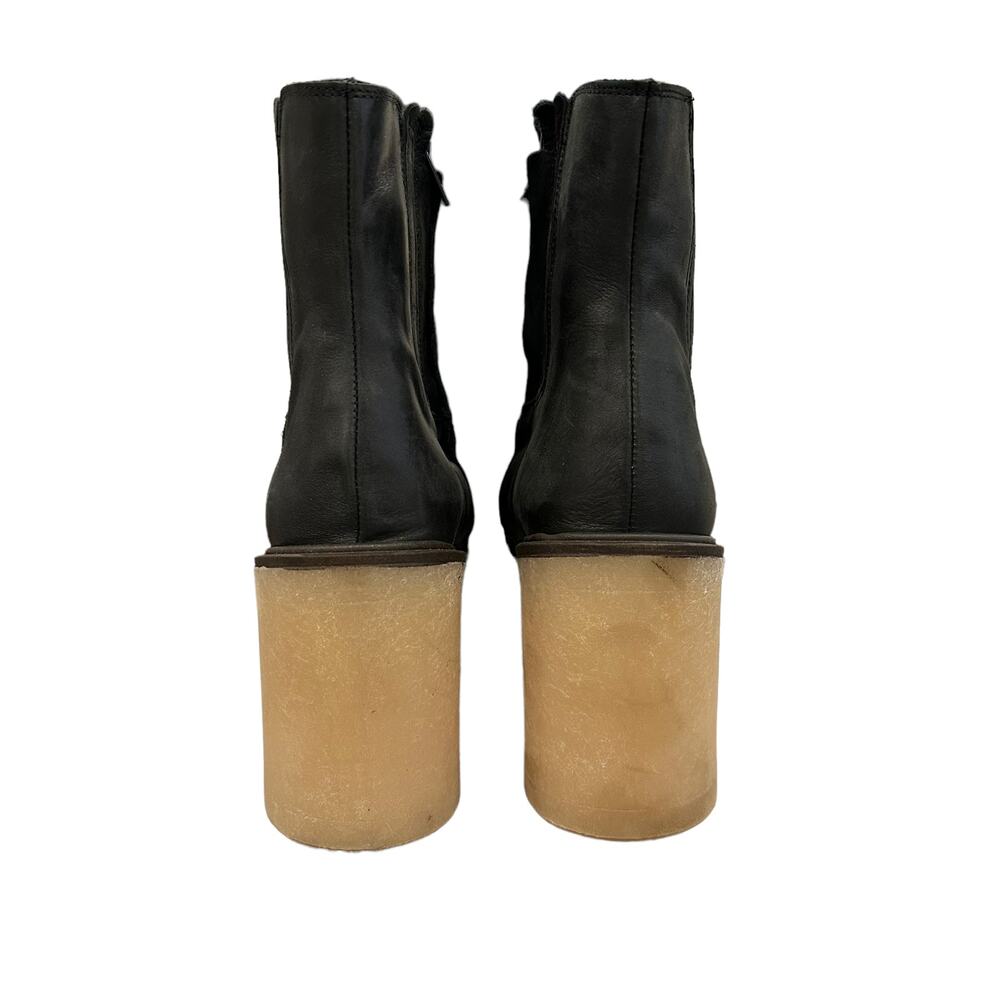 Free People James Chelsea Black Leather Ankle Boots Block Heel Platform Size 10 - Picture 7 of 13